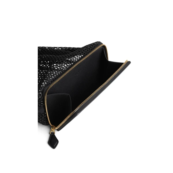 Alaia Le Pochon Bag in Fishnet, Black | Shoulder & Crossbody Bags | Luxury Shoes 