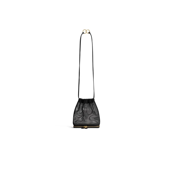 Alaia Le Pochon Bag in Fishnet, Black | Shoulder & Crossbody Bags | Luxury Shoes 
