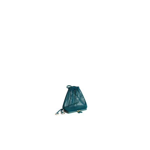 Alaia Le Pochon Bag in Fishnet, China Blue | Shoulder & Crossbody Bags | Luxury Shoes 