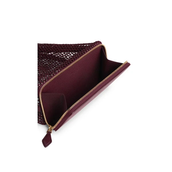 Alaia Le Pochon Bag in Fishnet, Garnet Red | Shoulder & Crossbody Bags | Luxury Shoes 