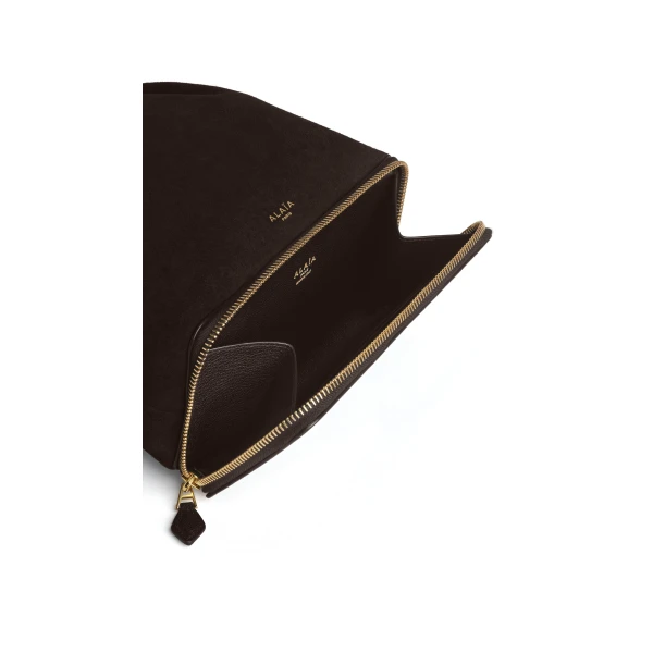 Alaia Le Pochon Bag in Suede, Dark Brown | Shoulder & Crossbody Bags | Luxury Shoes 