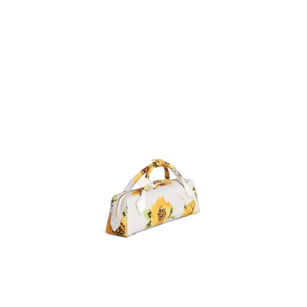 Alaia Le Teckel Clutch in Flower Print, White and Yellow | Clutch Bags | Luxury Shoes 