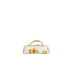Alaia Le Teckel Clutch in Flower Print, White and Yellow | Clutch Bags | Luxury Shoes 