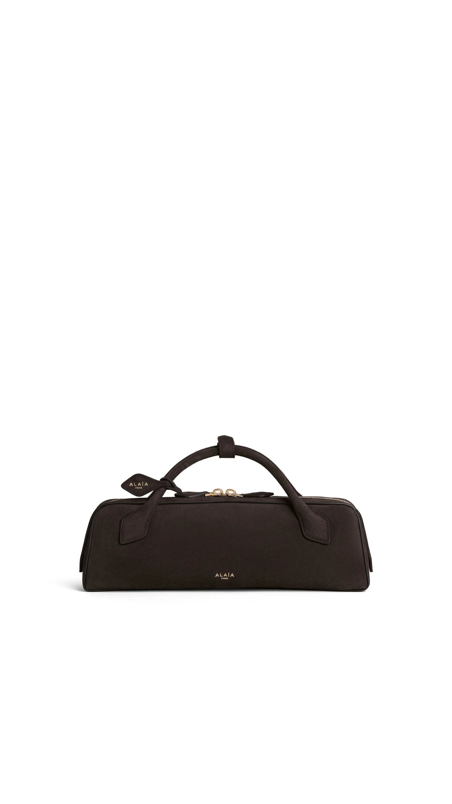 Alaia Le Teckel Clutch in Suede, Dark Brown Alaia Le Teckel Clutch in Suede, Dark Brown | Clutch Bags | Luxury Shoes
