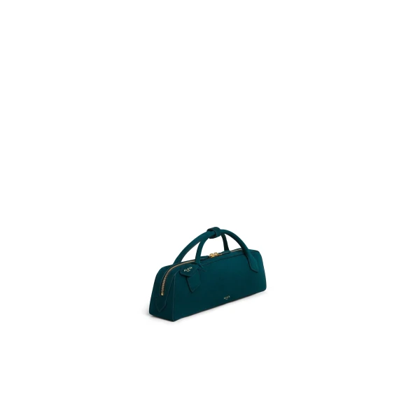 Alaia Le Teckel Clutch in Suede, Peacock Blue | Clutch Bags | Luxury Shoes 