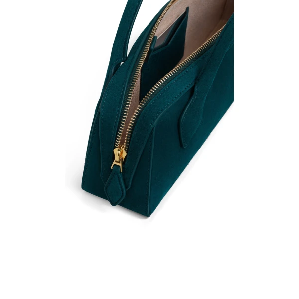 Alaia Le Teckel Clutch in Suede, Peacock Blue | Clutch Bags | Luxury Shoes 