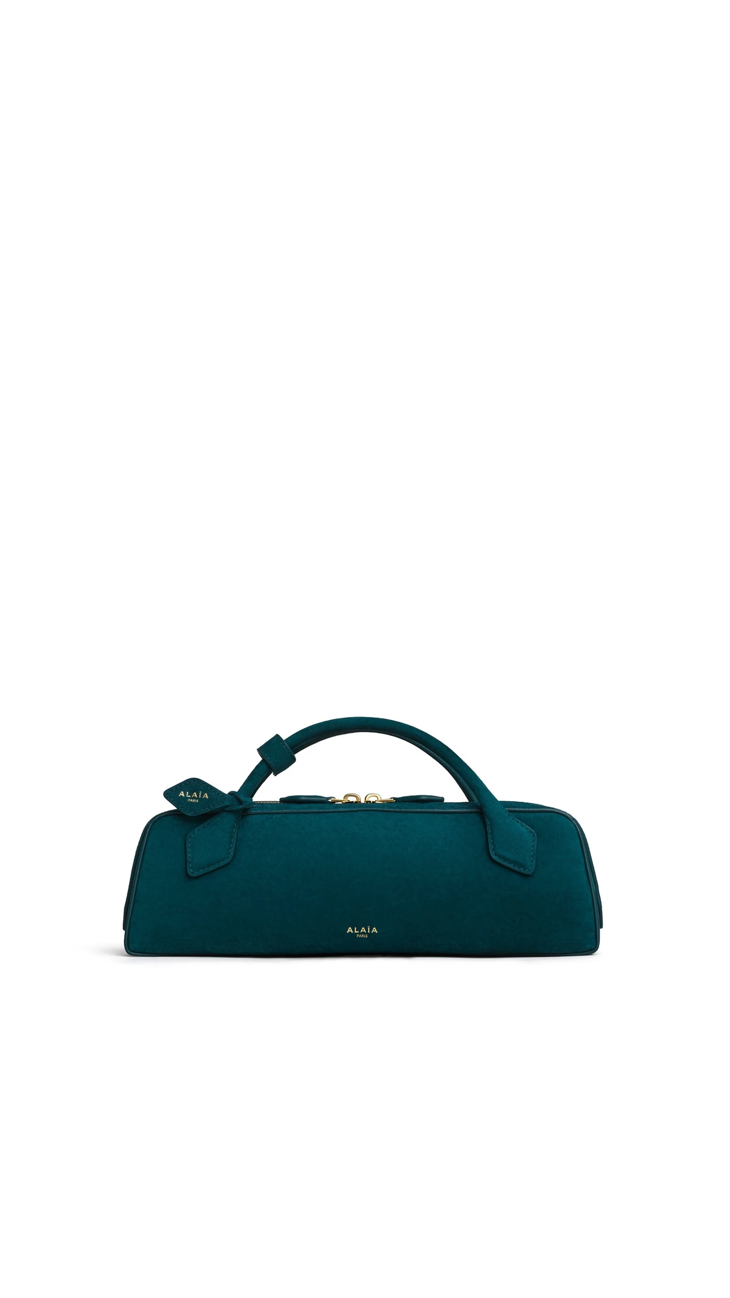 Alaia Le Teckel Clutch in Suede, Peacock Blue Alaia Le Teckel Clutch in Suede, Peacock Blue | Clutch Bags | Luxury Shoes