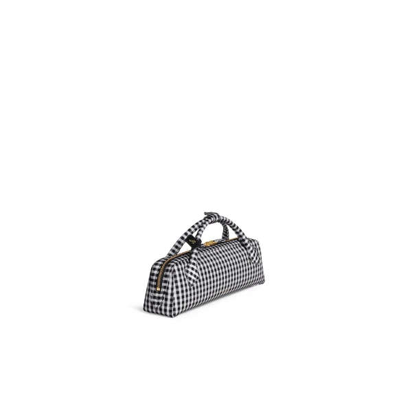 Alaia Le Teckel Clutch in Vichy Print, Black and White | Clutch Bags | Luxury Shoes 
