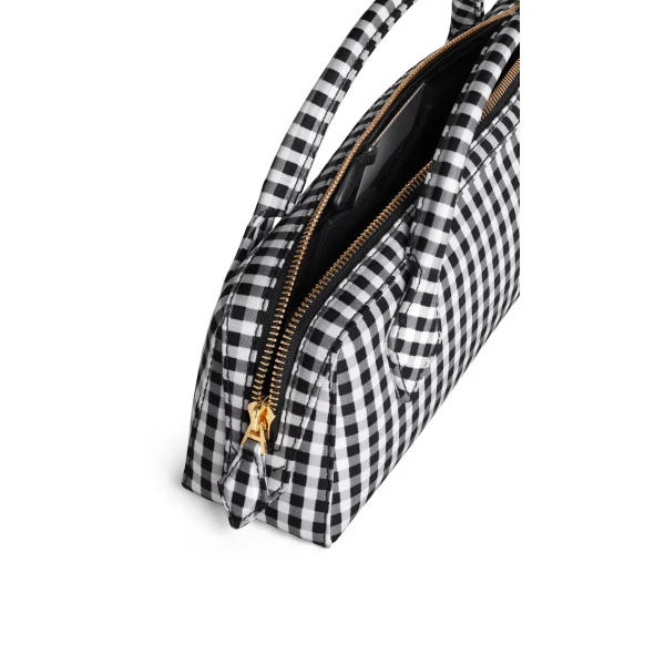 Alaia Le Teckel Clutch in Vichy Print, Black and White | Clutch Bags | Luxury Shoes 