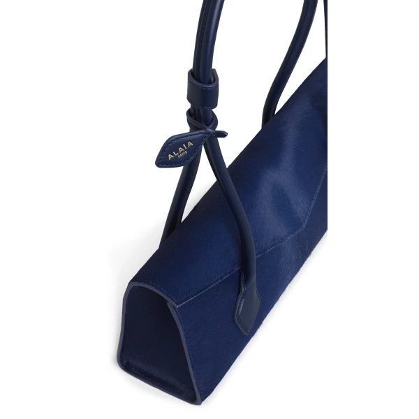 Alaia Le Teckel Flap Medium Bag in Haircalf, Blue | Shoulder & Crossbody Bags | Luxury Shoes 