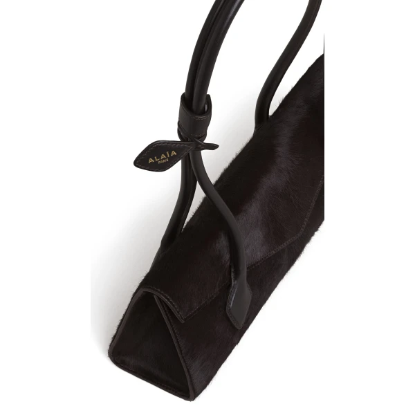 Alaia Le Teckel Flap Medium Bag in Haircalf, Chocolate | Shoulder & Crossbody Bags | Luxury Shoes 