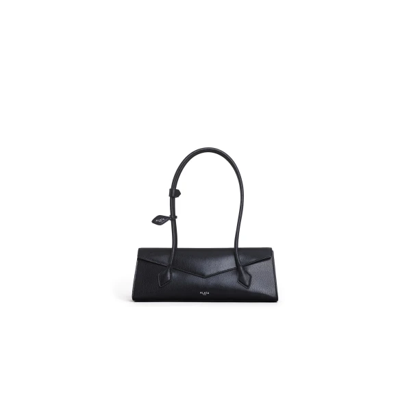 Alaia Le Teckel Flap Medium Bag in Shiny Goatskin, Black | Shoulder & Crossbody Bags | Luxury Shoes 