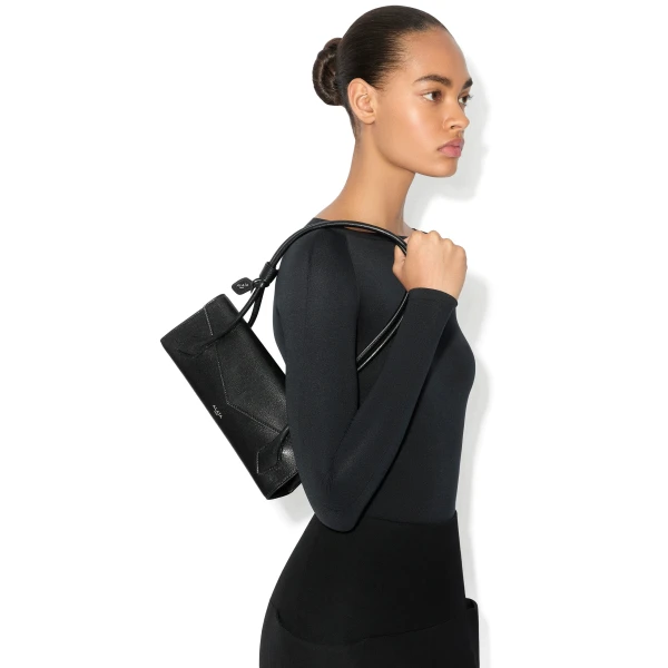 Alaia Le Teckel Flap Small Bag in Shiny Goatskin, Black | Shoulder & Crossbody Bags | Luxury Shoes 