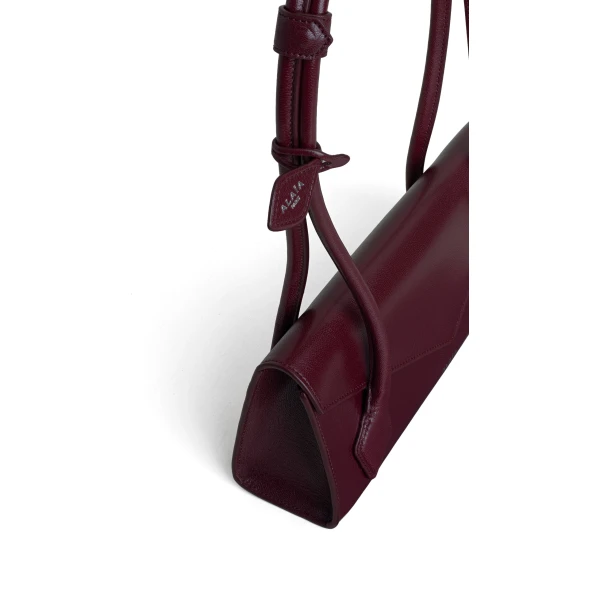 Alaia Le Teckel Flap Small Bag in Shiny Goatskin, Garnet Red | Shoulder & Crossbody Bags | Luxury Shoes 