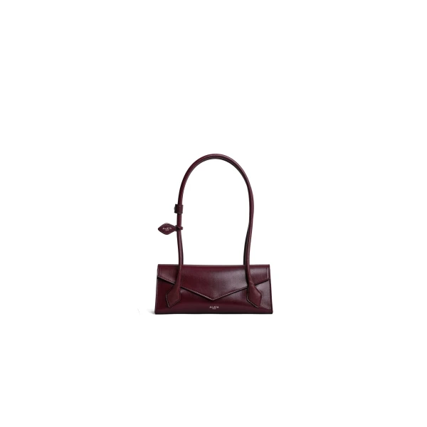 Alaia Le Teckel Flap Small Bag in Shiny Goatskin, Garnet Red | Shoulder & Crossbody Bags | Luxury Shoes 
