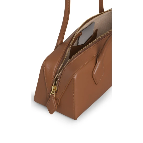 Alaia Le Teckel Medium Bag in Calfskin, Amber | Shoulder & Crossbody Bags | Luxury Shoes 
