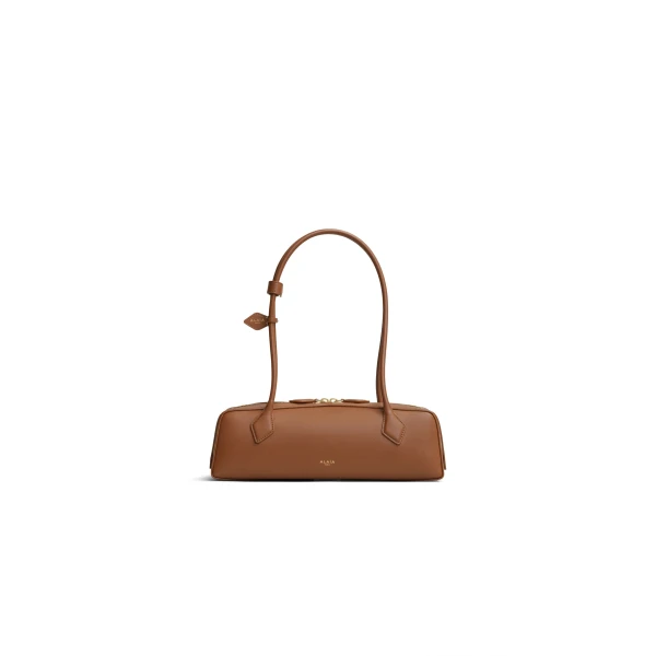Alaia Le Teckel Medium Bag in Calfskin, Amber | Shoulder & Crossbody Bags | Luxury Shoes 