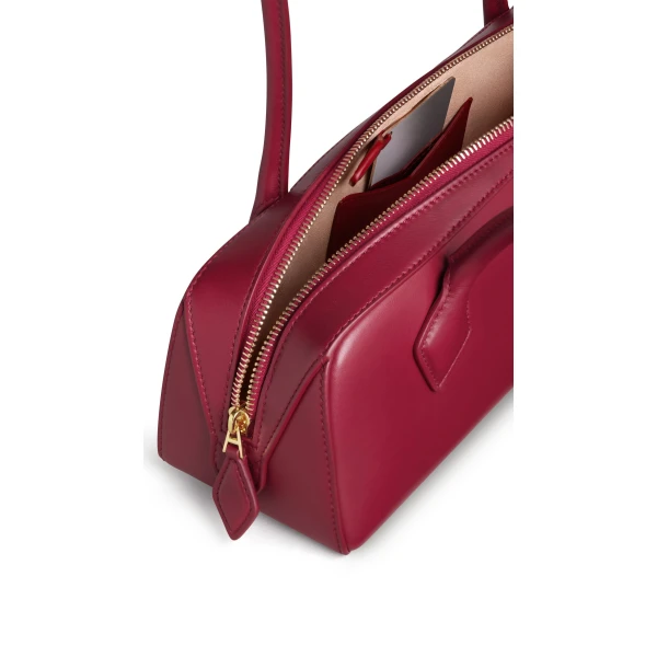 Alaia Le Teckel Medium Bag in Calfskin, Carmine | Shoulder & Crossbody Bags | Luxury Shoes 