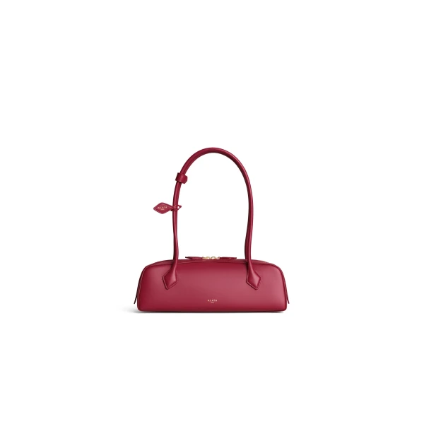 Alaia Le Teckel Medium Bag in Calfskin, Carmine | Shoulder & Crossbody Bags | Luxury Shoes 