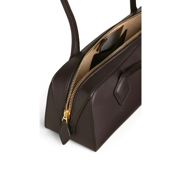 Alaia Le Teckel Medium Bag in Calfskin, Dark Brown | Shoulder & Crossbody Bags | Luxury Shoes 