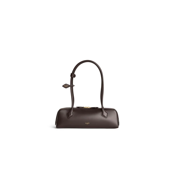Alaia Le Teckel Medium Bag in Calfskin, Dark Brown | Shoulder & Crossbody Bags | Luxury Shoes 