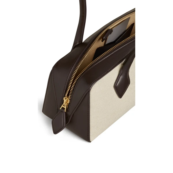 Alaia Le Teckel Medium Bag in Canvas, Natural | Shoulder & Crossbody Bags | Luxury Shoes 