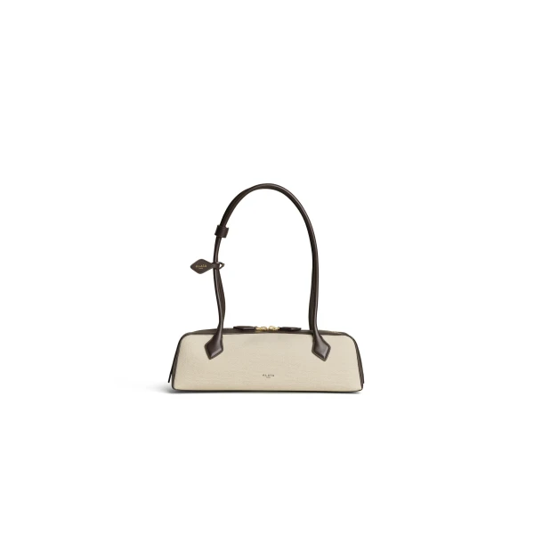 Alaia Le Teckel Medium Bag in Canvas, Natural | Shoulder & Crossbody Bags | Luxury Shoes 
