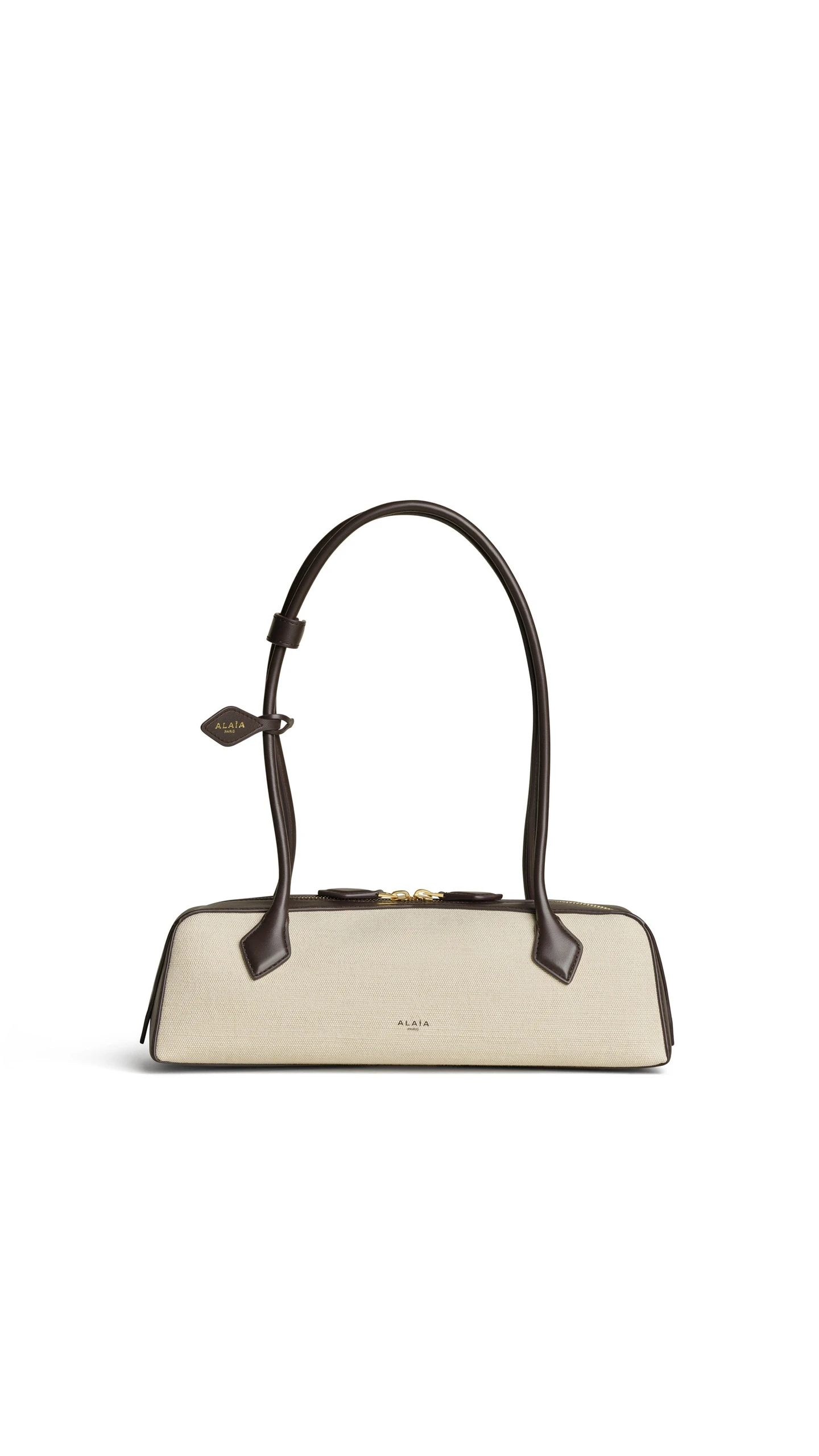 Alaia Le Teckel Medium Bag in Canvas, Natural Alaia Le Teckel Medium Bag in Canvas, Natural | Shoulder & Crossbody Bags | Luxury Shoes