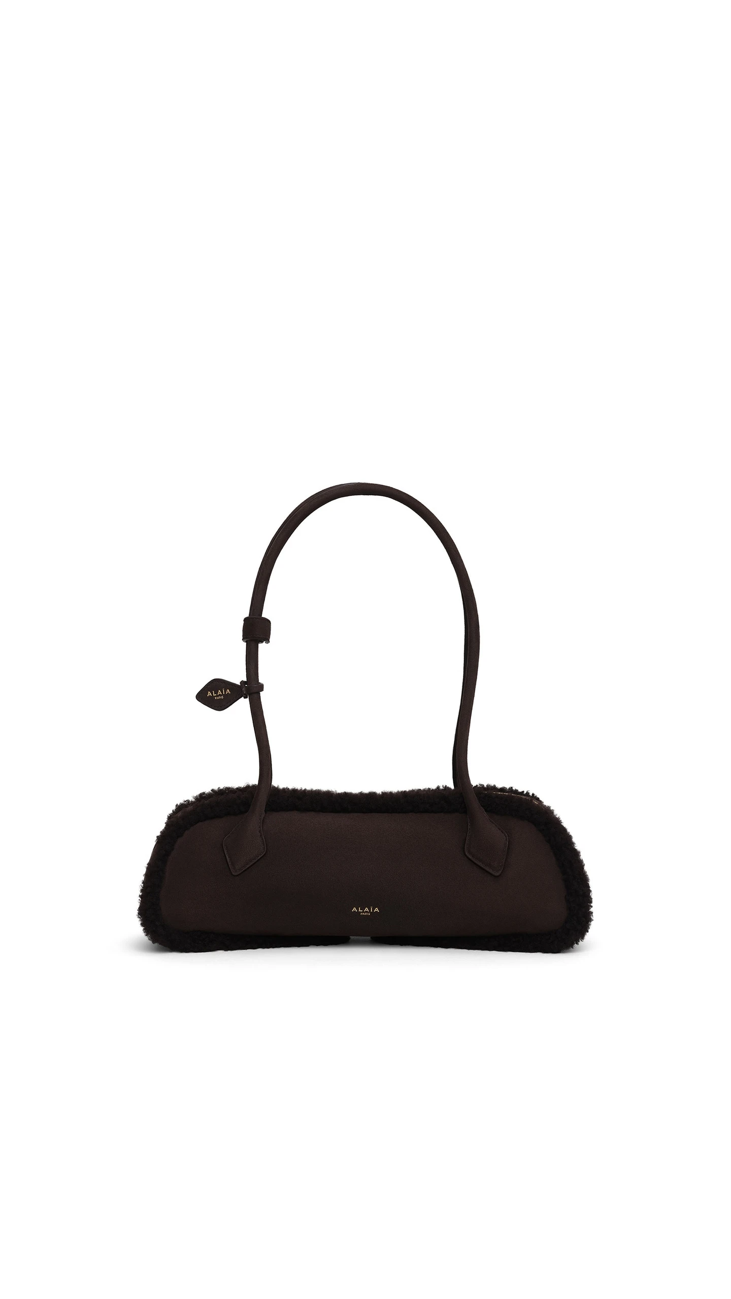 Alaia Le Teckel Medium Bag in Merino Shearling, Chestnut Alaia Le Teckel Medium Bag in Merino Shearling, Chestnut | Shoulder & Crossbody Bags | Luxury Shoes
