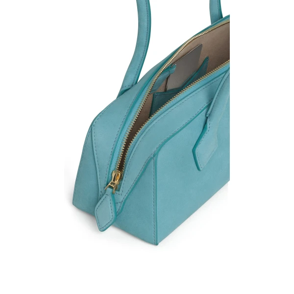 Alaia Le Teckel Medium Bag in Nubuck, Apatite | Shoulder & Crossbody Bags | Luxury Shoes 
