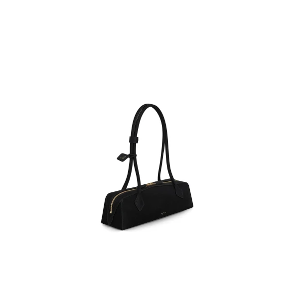 Alaia Le Teckel Medium Bag in Nubuck, Black and Gold | Shoulder & Crossbody Bags | Luxury Shoes 