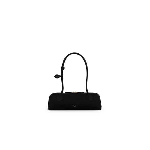Alaia Le Teckel Medium Bag in Nubuck, Black and Gold | Shoulder & Crossbody Bags | Luxury Shoes 