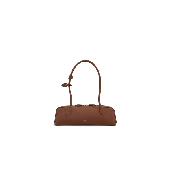 Alaia Le Teckel Medium Bag in Nubuck, Brown | Shoulder & Crossbody Bags | Luxury Shoes 
