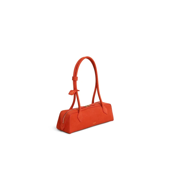 Alaia Le Teckel Medium Bag in Nubuck, Burnt Orange | Shoulder & Crossbody Bags | Luxury Shoes 