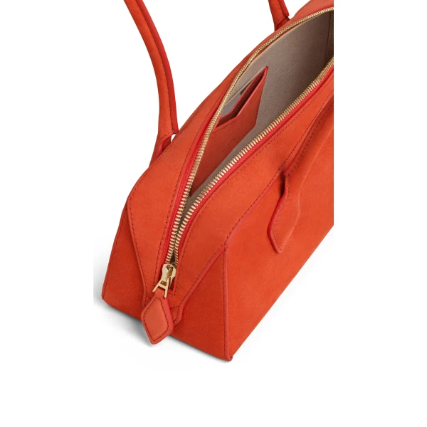 Alaia Le Teckel Medium Bag in Nubuck, Burnt Orange | Shoulder & Crossbody Bags | Luxury Shoes 