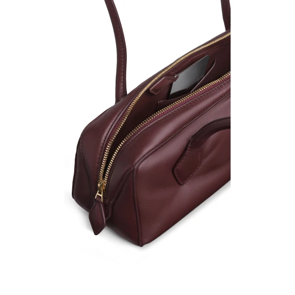 Alaia Le Teckel Medium Bag in Padded Leather, Garnet Red | Shoulder & Crossbody Bags | Luxury Shoes 