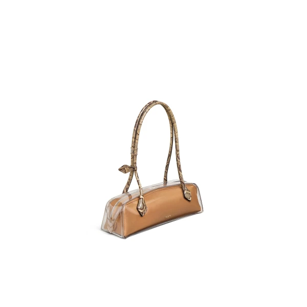 Alaia Le Teckel Medium Bag in Polyurethane and Ayers Leather, Honey | Shoulder & Crossbody Bags | Luxury Shoes 