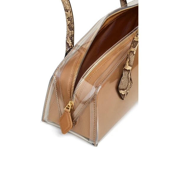 Alaia Le Teckel Medium Bag in Polyurethane and Ayers Leather, Honey | Shoulder & Crossbody Bags | Luxury Shoes 