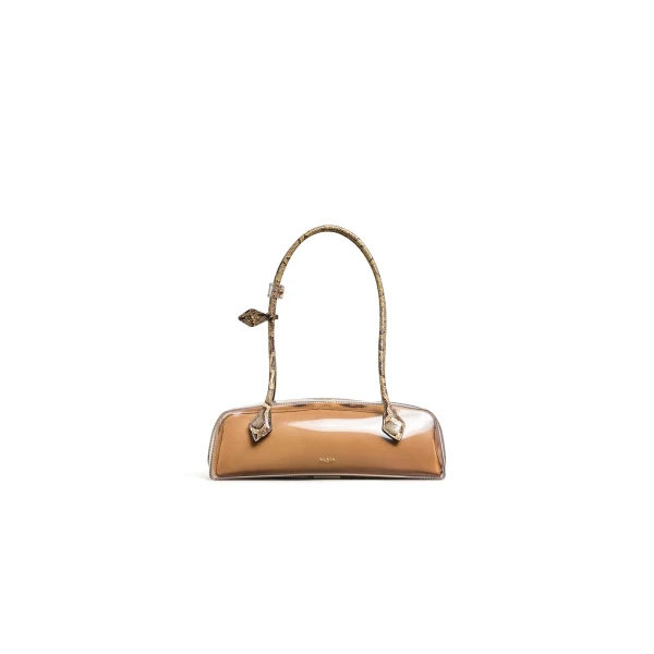 Alaia Le Teckel Medium Bag in Polyurethane and Ayers Leather, Honey | Shoulder & Crossbody Bags | Luxury Shoes 