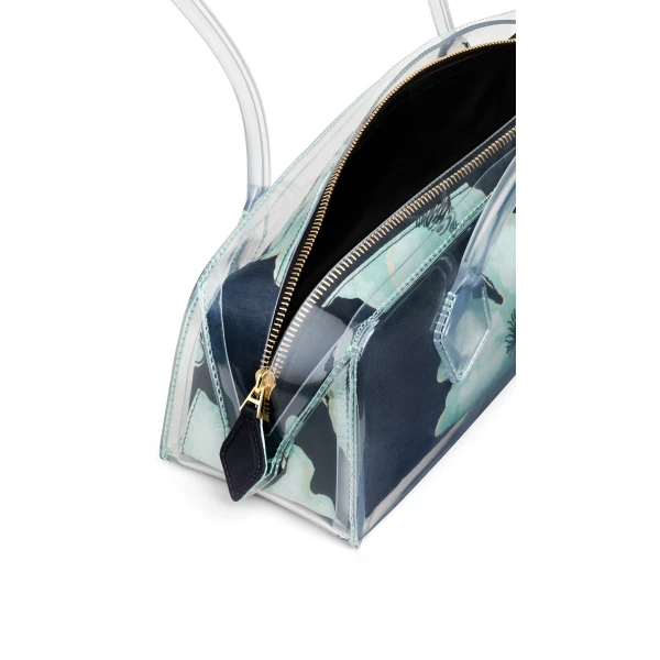 Alaia Le Teckel Medium Bag in Polyurethane and Flower Print, Black and Green | Shoulder & Crossbody Bags | Luxury Shoes 