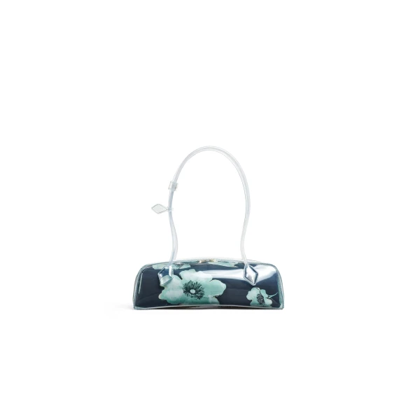 Alaia Le Teckel Medium Bag in Polyurethane and Flower Print, Black and Green | Shoulder & Crossbody Bags | Luxury Shoes 