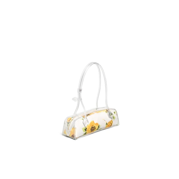 Alaia Le Teckel Medium Bag in Polyurethane and Flower Print, White and Yellow | Shoulder & Crossbody Bags | Luxury Shoes 