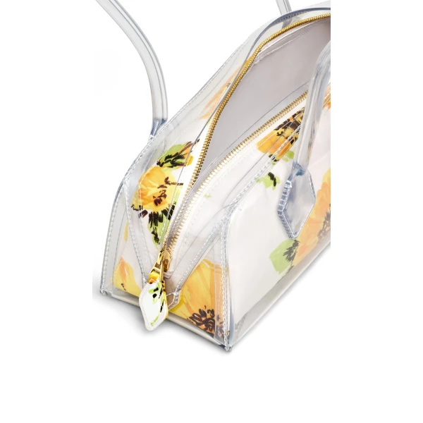 Alaia Le Teckel Medium Bag in Polyurethane and Flower Print, White and Yellow | Shoulder & Crossbody Bags | Luxury Shoes 