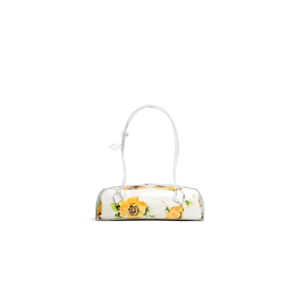 Alaia Le Teckel Medium Bag in Polyurethane and Flower Print, White and Yellow | Shoulder & Crossbody Bags | Luxury Shoes 