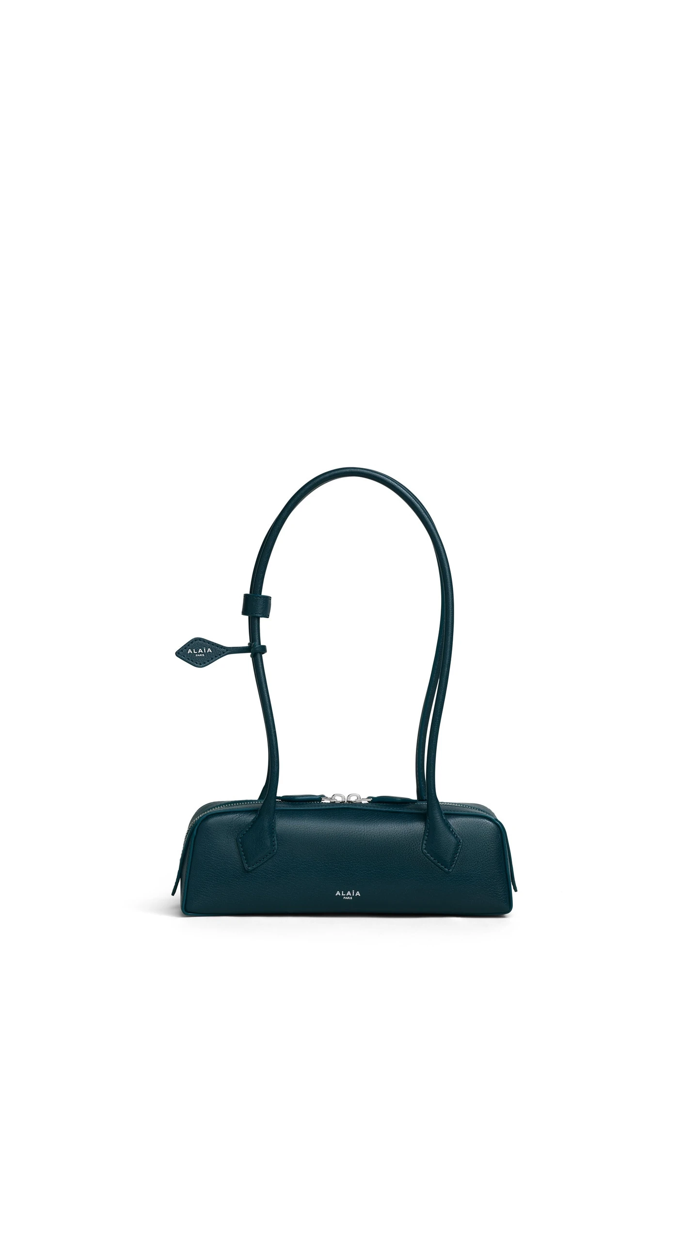 Alaia Le Teckel Small Bag in Leather, Peacock Blue Alaia Le Teckel Small Bag in Leather, Peacock Blue | Shoulder & Crossbody Bags | Luxury Shoes