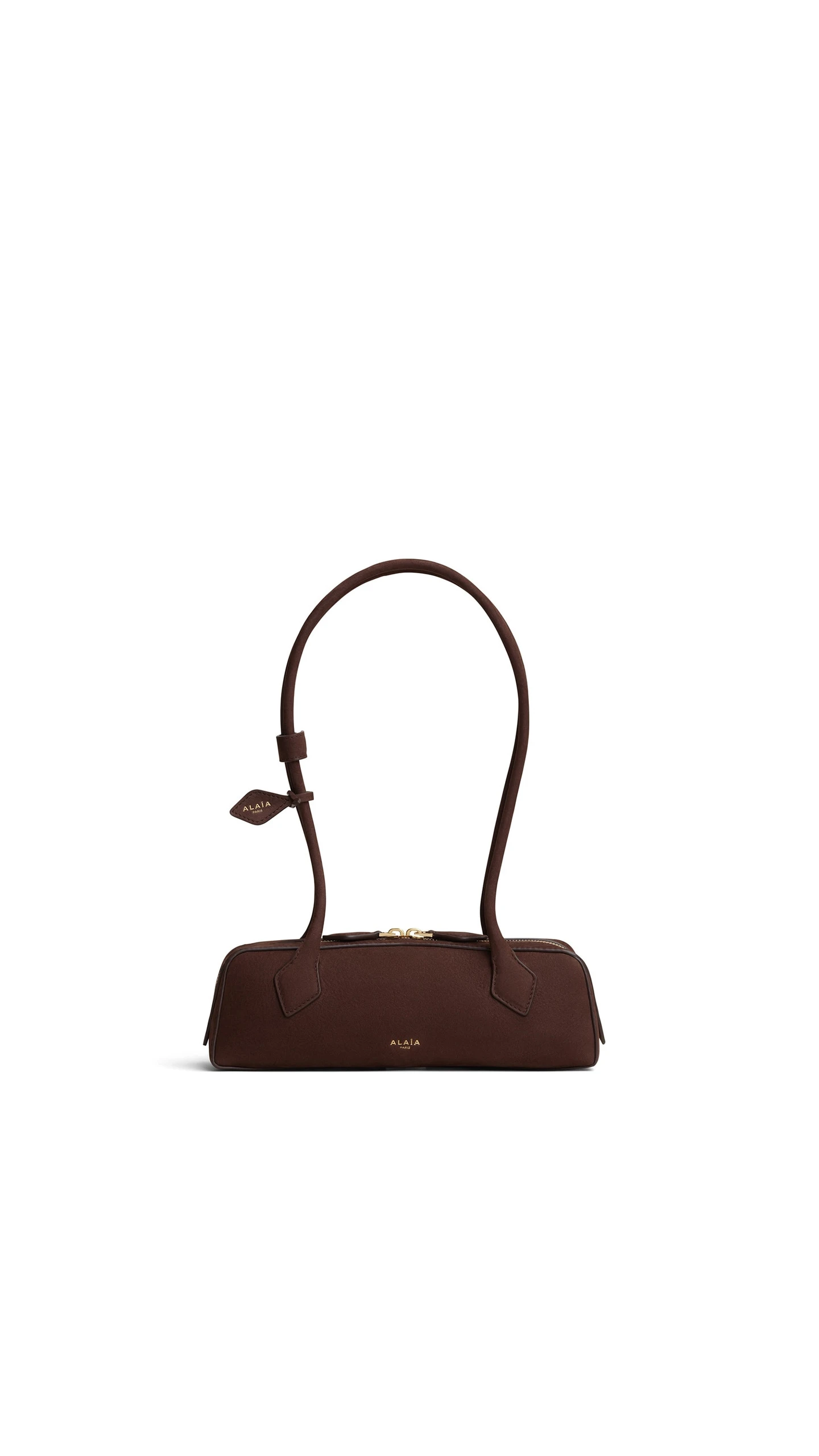 Alaia Le Teckel Small Bag in Nubuck, Brown and Gold Alaia Le Teckel Small Bag in Nubuck, Brown and Gold | Shoulder & Crossbody Bags | Luxury Shoes