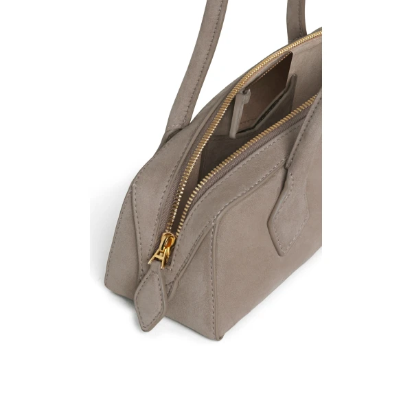 Alaia Le Teckel Small Bag in Nubuck, Mist | Shoulder & Crossbody Bags | Luxury Shoes 
