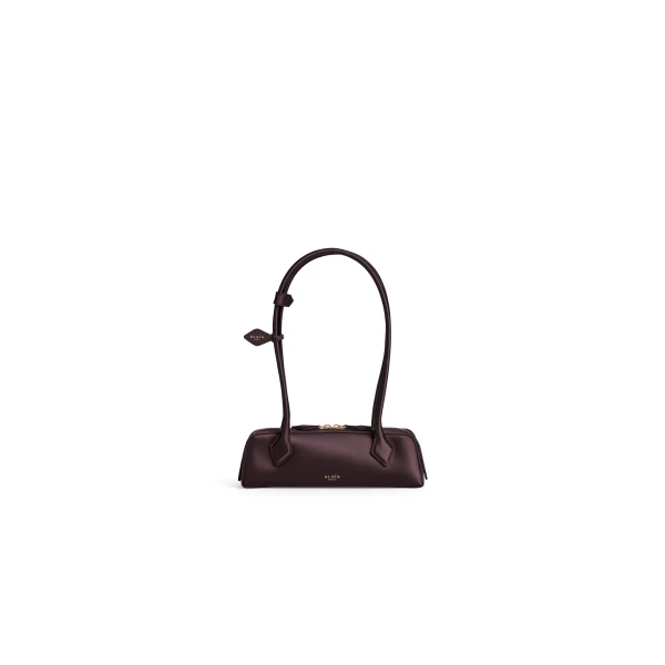 Le Teckel Small Bag in Satin, Dark Brown