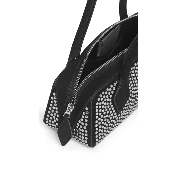 Alaia Le Teckel Small Bag in Suede & Studs, Black | Shoulder & Crossbody Bags | Luxury Shoes 