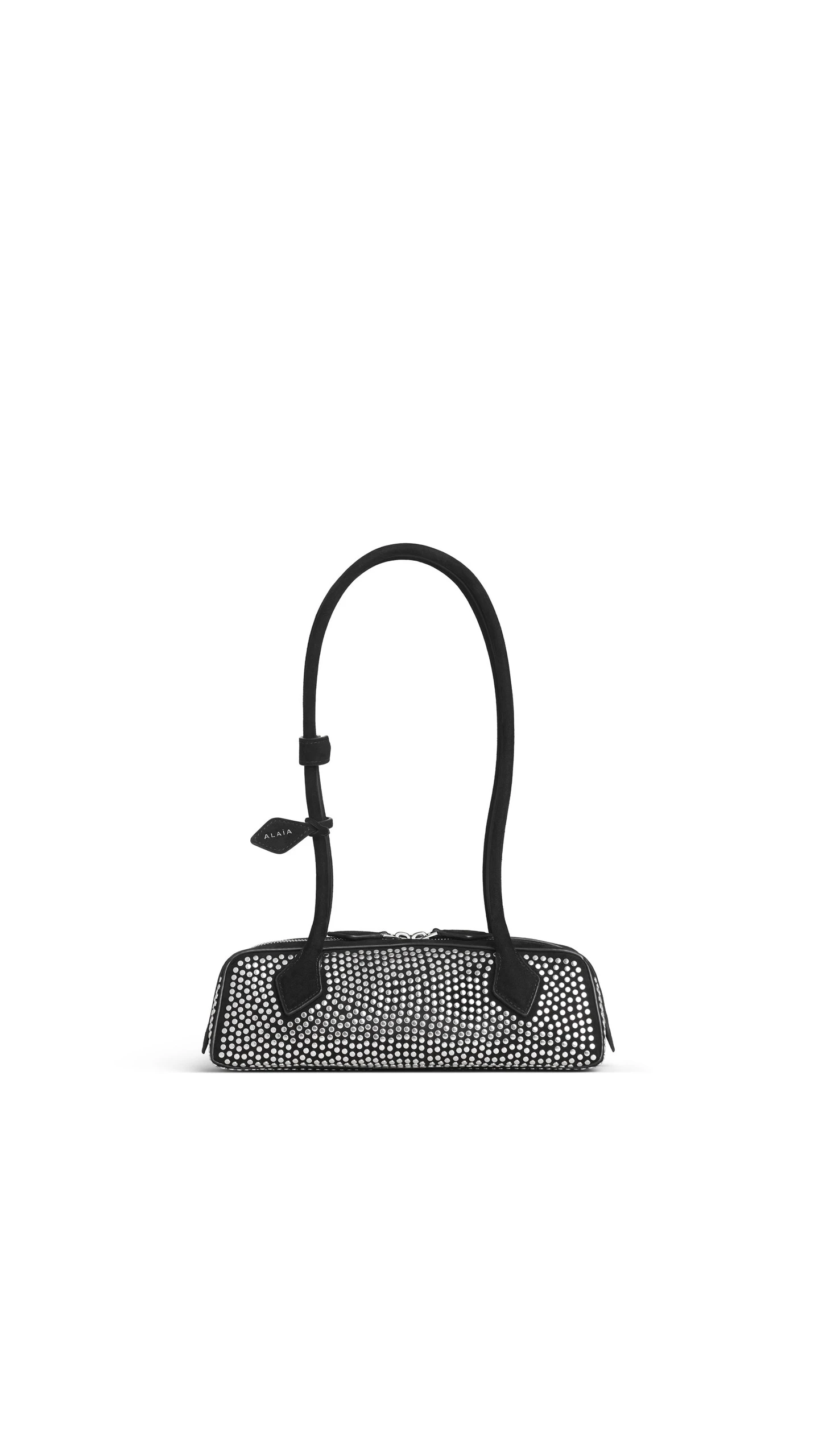 Alaia Le Teckel Small Bag in Suede & Studs, Black Alaia Le Teckel Small Bag in Suede & Studs, Black | Shoulder & Crossbody Bags | Luxury Shoes